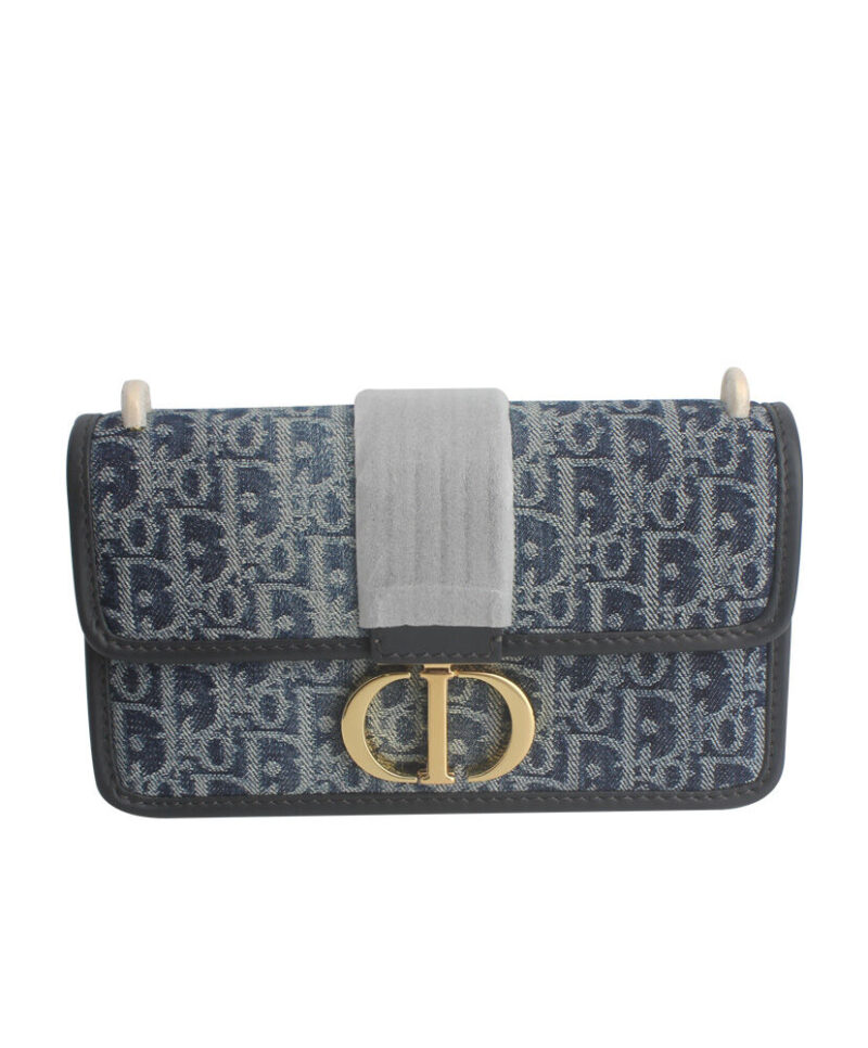 Christian Dior 30 Montaigne East-West Bag with Chain Blue
